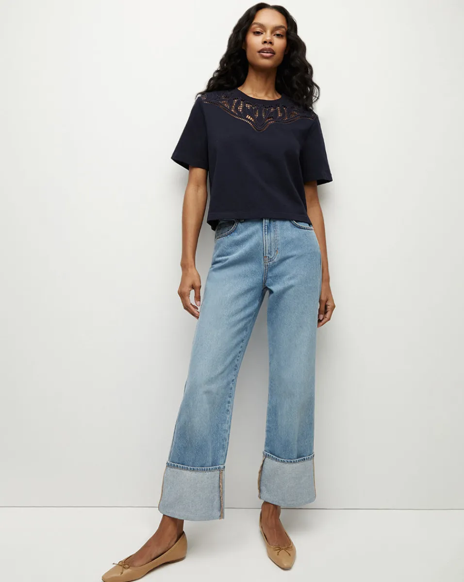 Veronica Beard Tops*Monty Cotton Cropped Tee in Navy