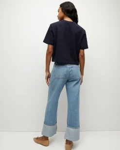 Veronica Beard Tops*Monty Cotton Cropped Tee in Navy