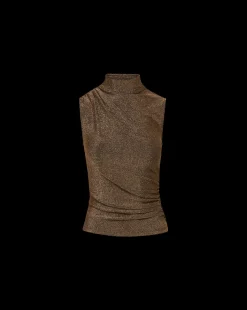 Veronica Beard Tops|Party Dressing*Mylie Sleeveless Top in Gold | High Neck Top AntiqueGoldLurex