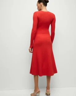 Veronica Beard Dresses|Party Dressing*Nami Long Sleeve Sweater Dress in Red Poppy