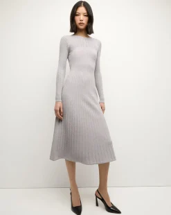 Veronica Beard Dresses*Nami Midi Sweater Dress in Silver
