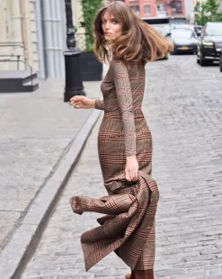 Veronica Beard Tops|The Veronicas' Favorites*Nate Plaid Turtleneck Top in Camel & Black Camel/Black