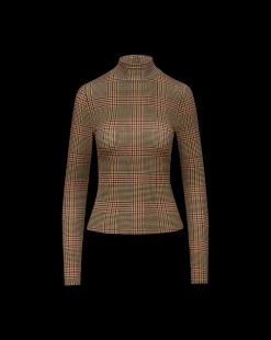 Veronica Beard Tops|The Veronicas' Favorites*Nate Plaid Turtleneck Top in Camel & Black Camel/Black