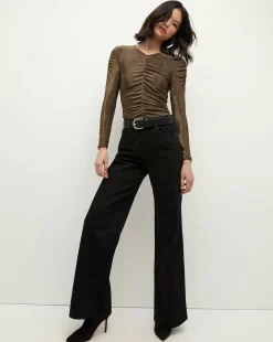 Veronica Beard Tops|The Veronicas' Favorites*Neeta Ruched Long Sleeve Top in Gold AntiqueGoldLurex