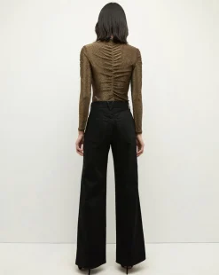 Veronica Beard Tops|The Veronicas' Favorites*Neeta Ruched Long Sleeve Top in Gold AntiqueGoldLurex