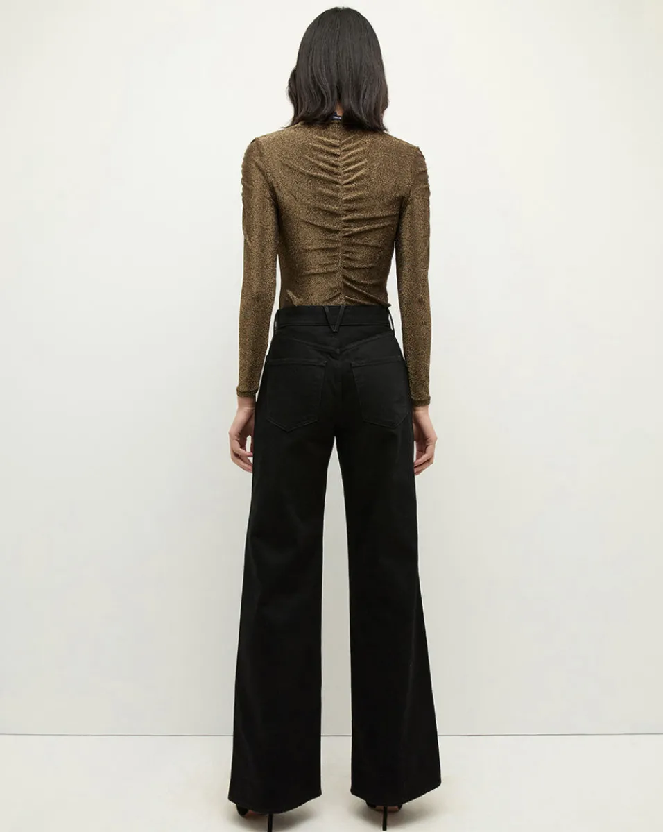 Veronica Beard Tops|The Veronicas' Favorites*Neeta Ruched Long Sleeve Top in Gold AntiqueGoldLurex