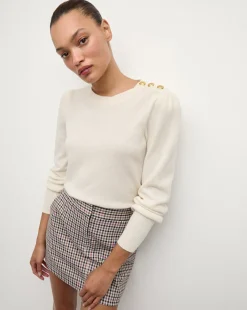 Veronica Beard Sweaters|Tops*Nelia Cashmere Pullover | Button Accent in Ivory