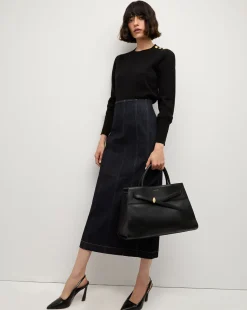 Veronica Beard Sweaters|Tops*Nelia Cashmere Pullover | Button Accent in Black
