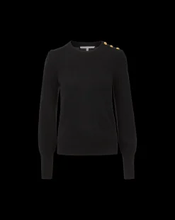 Veronica Beard Sweaters|Tops*Nelia Cashmere Pullover | Button Accent in Black
