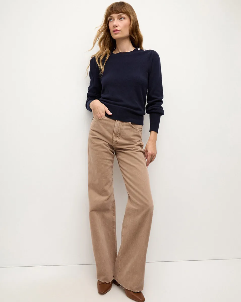 Veronica Beard Sweaters|Tops*Nelia Cashmere Pullover | Button Accent in Navy