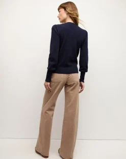 Veronica Beard Sweaters|Tops*Nelia Cashmere Pullover | Button Accent in Navy