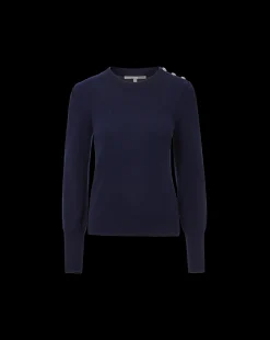 Veronica Beard Sweaters|Tops*Nelia Cashmere Pullover | Button Accent in Navy