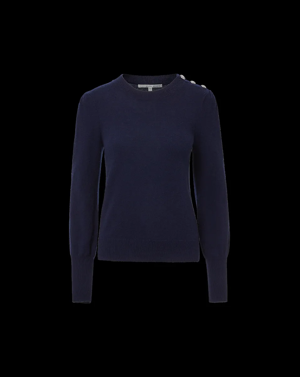 Veronica Beard Sweaters|Tops*Nelia Cashmere Pullover | Button Accent in Navy
