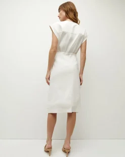 Veronica Beard Dresses*Octavia Stretch-Linen Wrap Dress Off-White