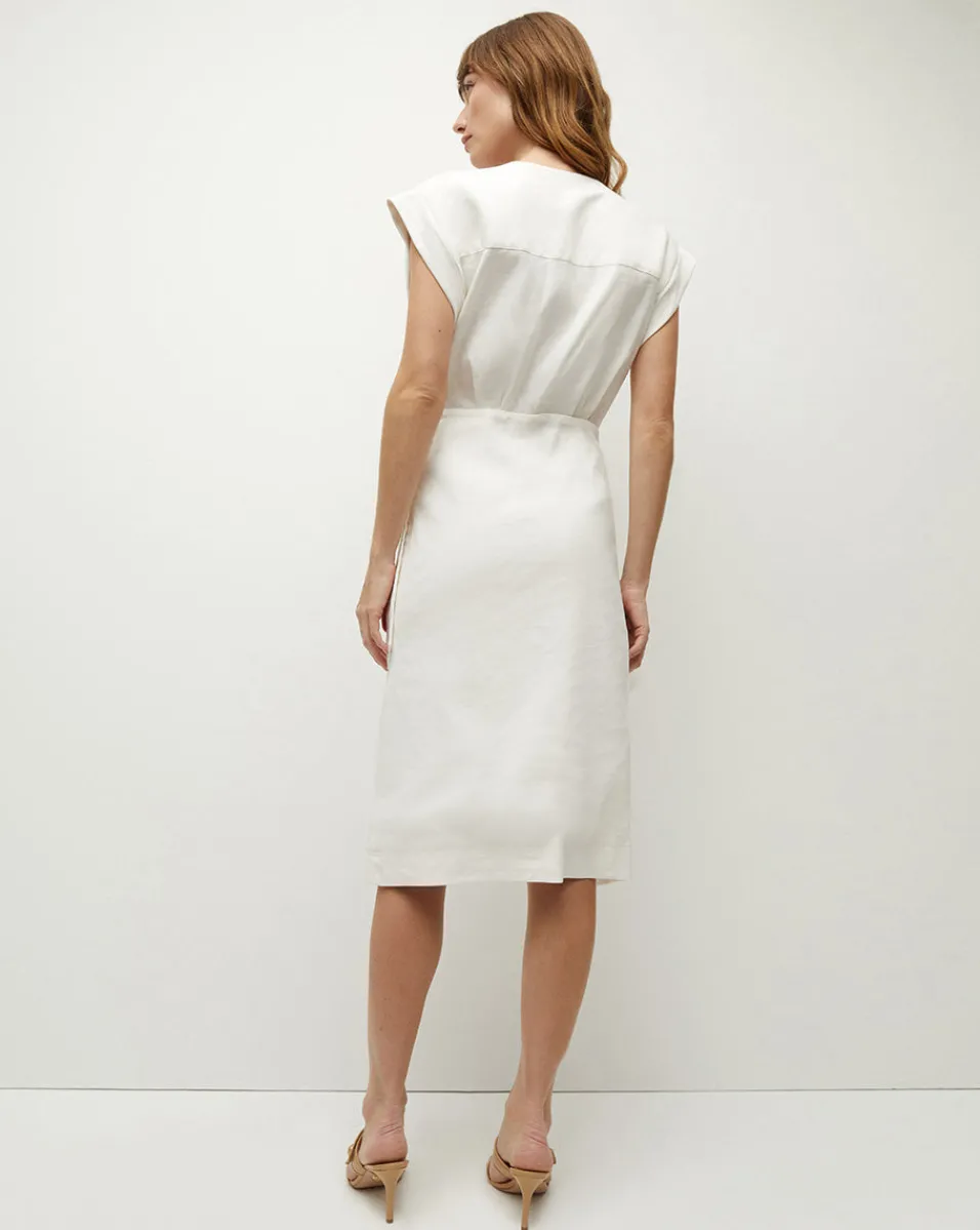 Veronica Beard Dresses*Octavia Stretch-Linen Wrap Dress Off-White