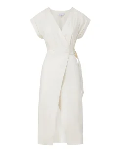 Veronica Beard Dresses*Octavia Stretch-Linen Wrap Dress Off-White