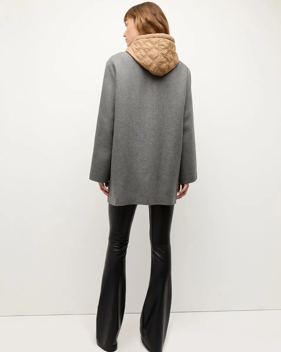 Veronica Beard Dickeys*Orine Quilted Hoodie Dickey in Ivory & Brown Russet/Ivory