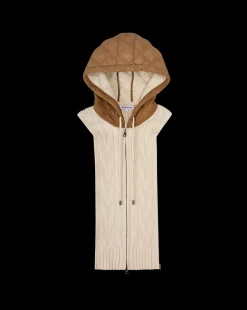 Veronica Beard Dickeys*Orine Quilted Hoodie Dickey in Ivory & Brown Russet/Ivory
