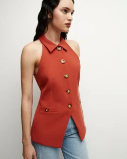 Veronica Beard Jackets & Outerwear|Tops*Orlinda Vest in Brick Red BrickRed