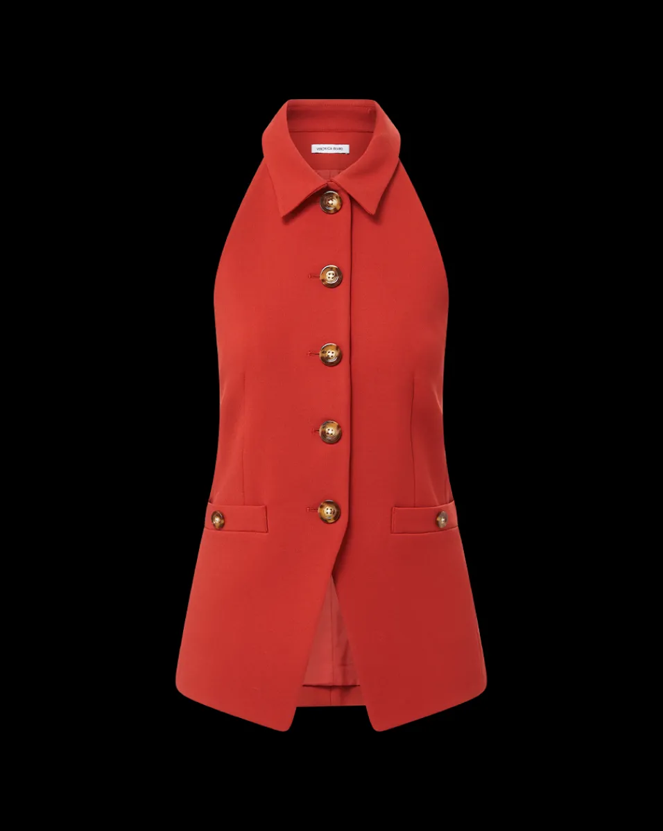 Veronica Beard Jackets & Outerwear|Tops*Orlinda Vest in Brick Red BrickRed