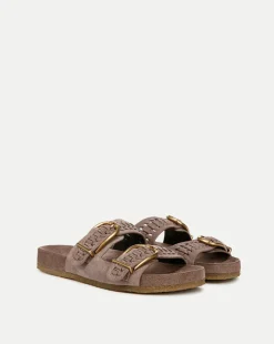 Veronica Beard Sandals*Paige Buckle Sandal in Taupe