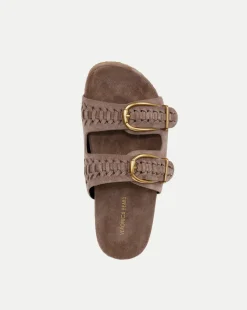 Veronica Beard Sandals*Paige Buckle Sandal in Taupe