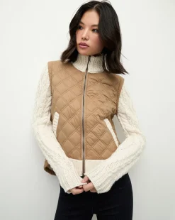 Veronica Beard Jackets & Outerwear*Patra Mixed-Media Jacket in Russet/Ivory