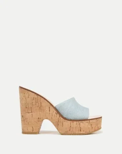 Veronica Beard Sandals*Paulita Denim Wedge Sandal Blue