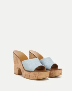 Veronica Beard Sandals*Paulita Denim Wedge Sandal Blue