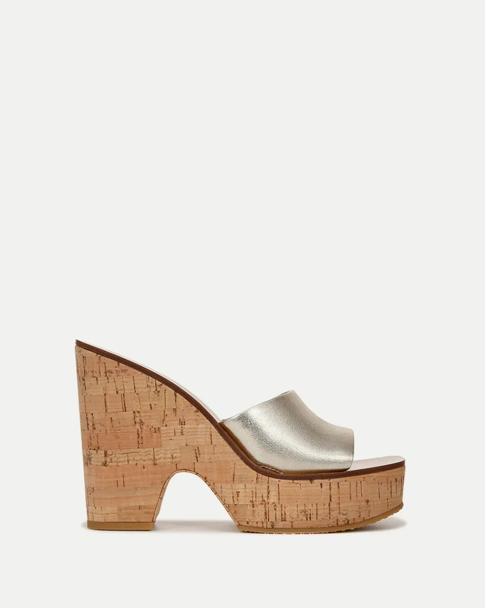 Veronica Beard Sandals*Paulita Metallic Wedge Sandal Platinum