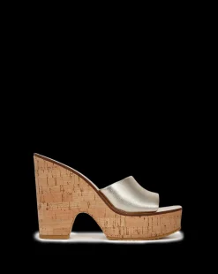 Veronica Beard Sandals*Paulita Metallic Wedge Sandal Platinum