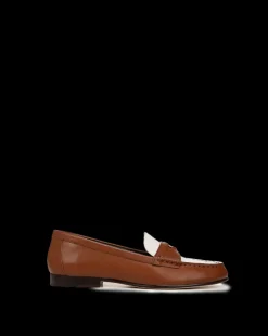Veronica Beard Flats & Loafers*Penny Leather Loafer in Caramel/Lily