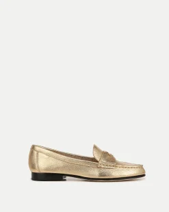 Veronica Beard Flats & Loafers*Penny Metallic Leather Loafer in Gold