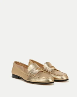 Veronica Beard Flats & Loafers*Penny Metallic Leather Loafer in Gold
