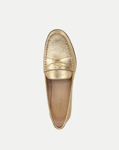 Veronica Beard Flats & Loafers*Penny Metallic Leather Loafer in Gold