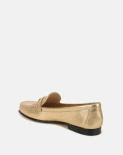 Veronica Beard Flats & Loafers*Penny Metallic Leather Loafer in Gold