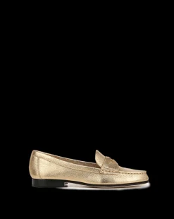 Veronica Beard Flats & Loafers*Penny Metallic Leather Loafer in Gold
