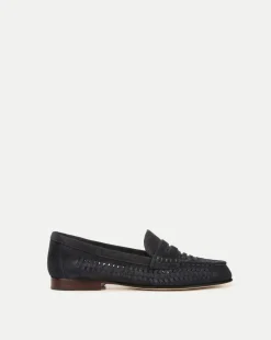 Veronica Beard Flats & Loafers*Penny Woven Suede Loafer IndigoBlue