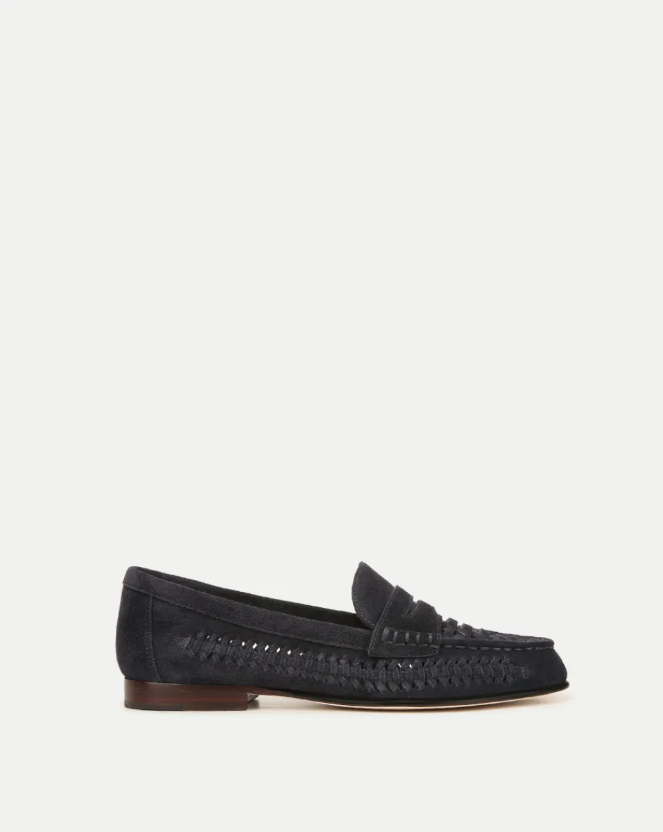 Veronica Beard Flats & Loafers*Penny Woven Suede Loafer IndigoBlue