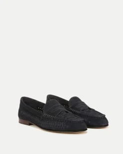 Veronica Beard Flats & Loafers*Penny Woven Suede Loafer IndigoBlue