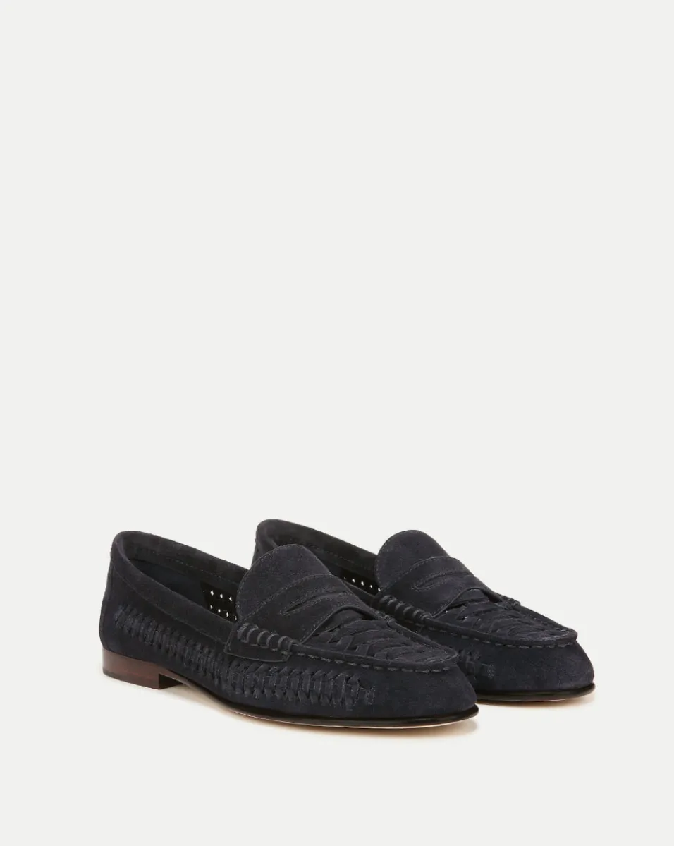 Veronica Beard Flats & Loafers*Penny Woven Suede Loafer IndigoBlue