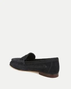 Veronica Beard Flats & Loafers*Penny Woven Suede Loafer IndigoBlue