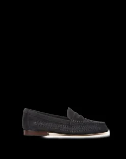 Veronica Beard Flats & Loafers*Penny Woven Suede Loafer IndigoBlue