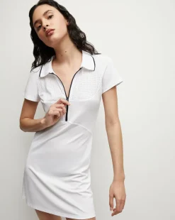 Veronica Beard Dresses*Performance Mesh Polo Dress in White/Navy