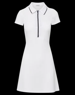 Veronica Beard Dresses*Performance Mesh Polo Dress in White/Navy