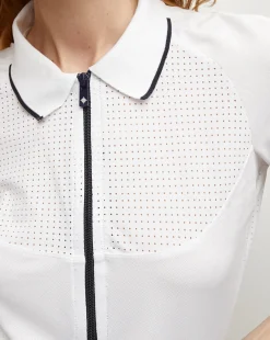 Veronica Beard Tops*Performance Mesh Polo in White/Navy