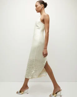 Veronica Beard Dresses*Perla Sequin Midi Slip Dress IridescentOff-White