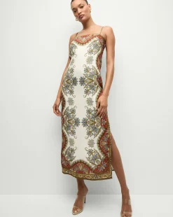 Veronica Beard Dresses*Petra Linen Maxi Dress in Cream & Red Dove/RedMulti