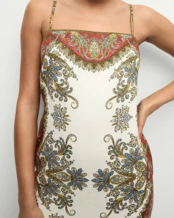 Veronica Beard Dresses*Petra Linen Maxi Dress in Cream & Red Dove/RedMulti