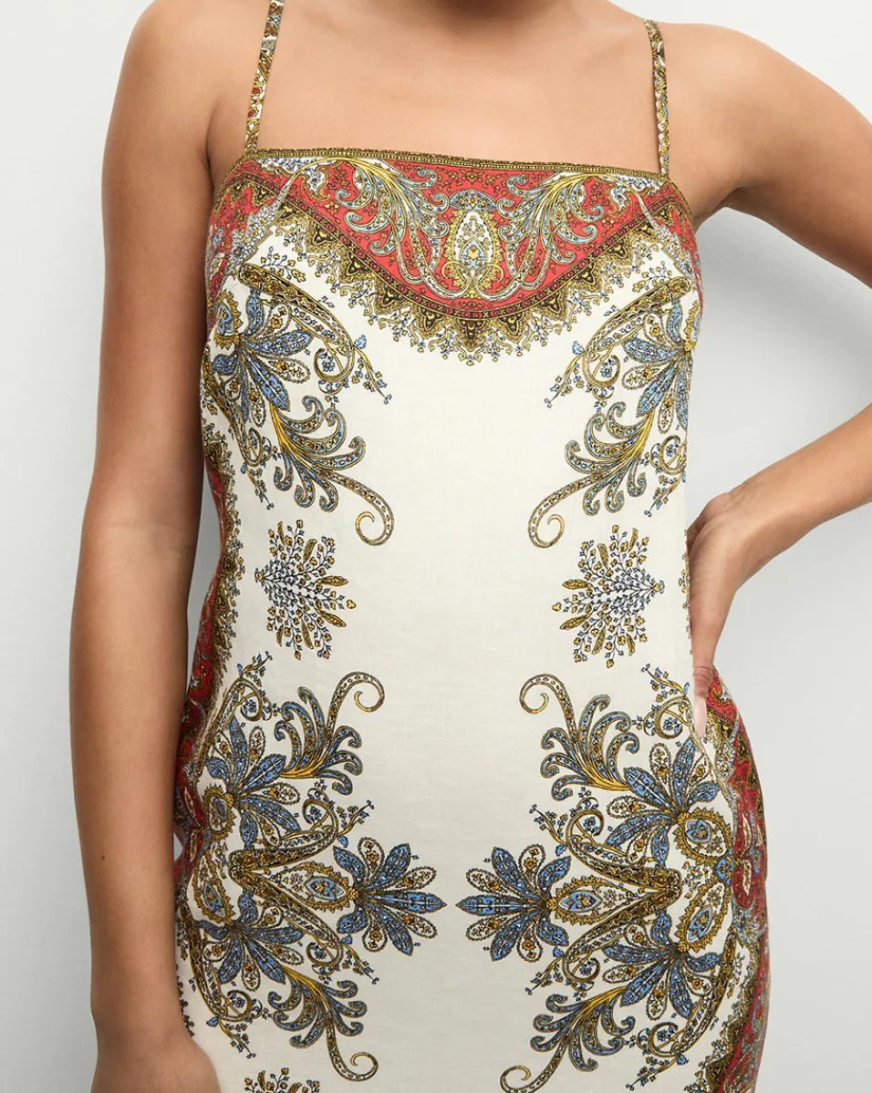 Veronica Beard Dresses*Petra Linen Maxi Dress in Cream & Red Dove/RedMulti